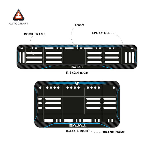 Bike Number Plate Gel Frame - Bajaj - Blue Line