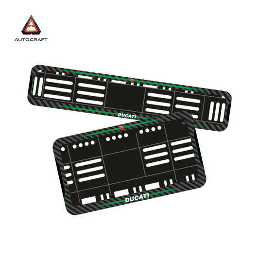 Bike Number Plate Gel Frame - Ducati - Green Line (Front and Back Set)