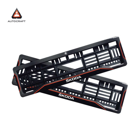 Car Number Plate Gel Frame - Skoda - Red Line