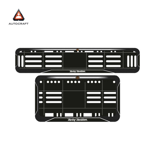 Bike Number Plate Gel Frame - Harley Davidson - Black with White Lines (Front and Back Set)