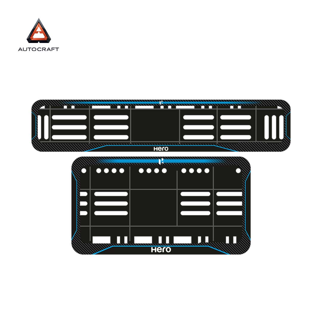 Bike Number Plate Gel Frame - Hero - Blue Line (Front and Back Set)