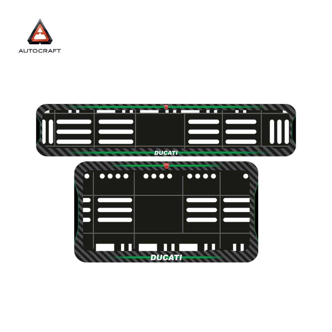 Bike Number Plate Gel Frame - Ducati - Green Line (Front and Back Set)