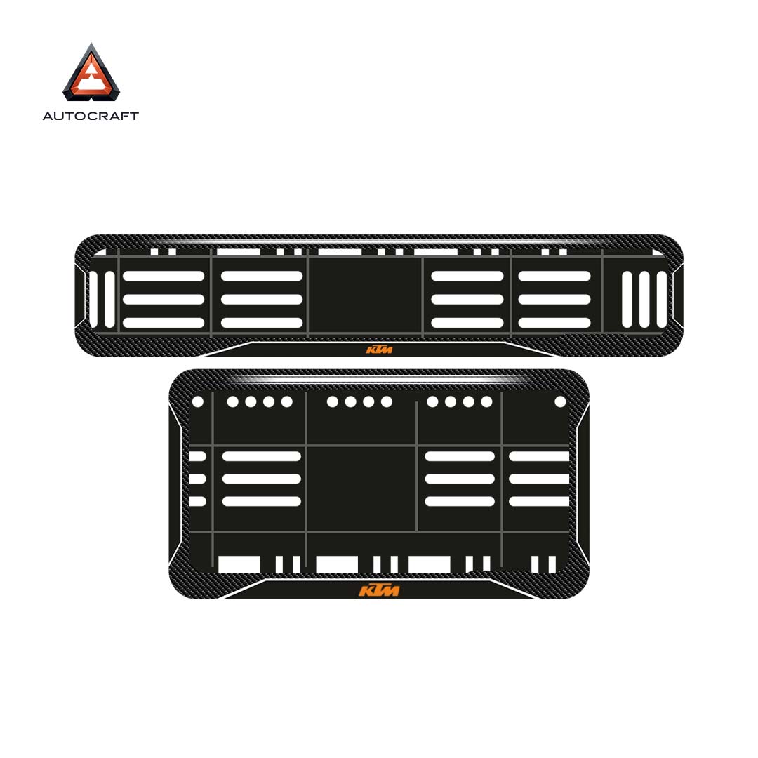 Bike Number Plate Gel Frame - KTM - Black with White Lines (Front and Back Set)