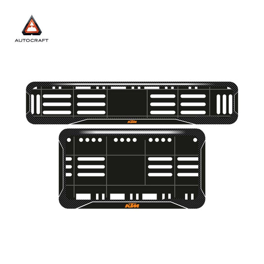 Bike Number Plate Gel Frame - KTM - Black with White Lines (Front and Back Set)