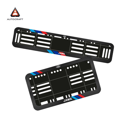 Bike Number Plate Gel Frame - Jawa - Red & Blue Racing Stripes (Front and Back Set)