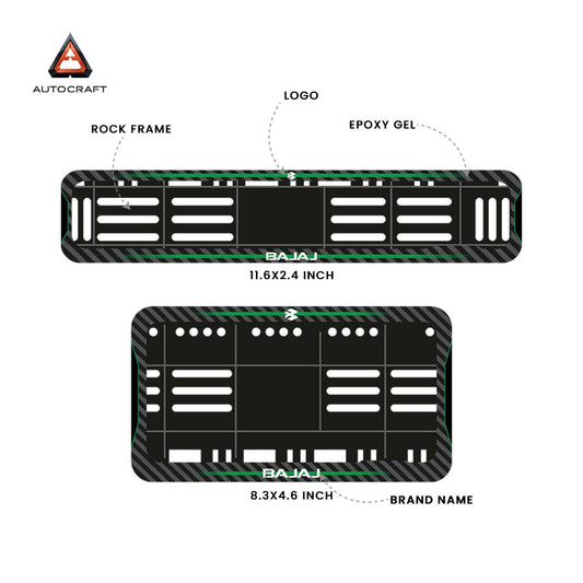 Bike Number Plate Gel Frame - Bajaj - Green Line