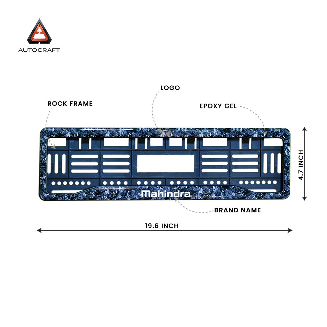 Car Number Plate Gel Frame - Mahindra - Forged Carbon
