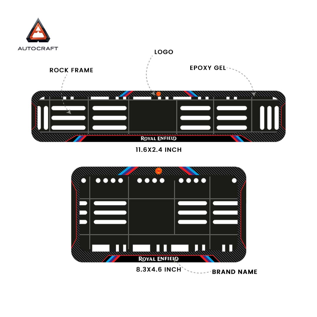 Bike Number Plate Gel Frame - Royal Enfield - Red & Blue Lines