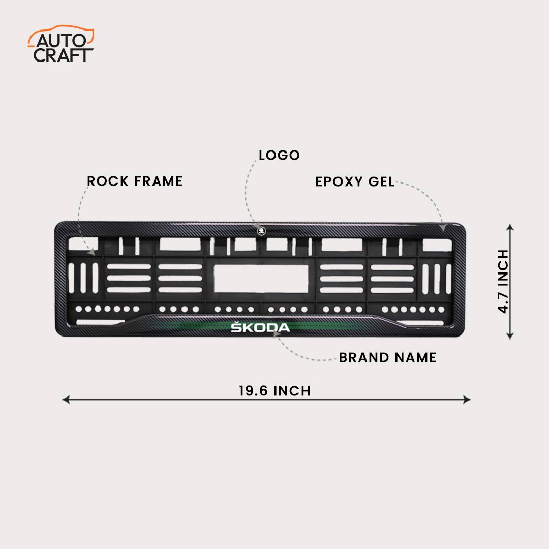 Car Number Plate Gel Frame - Skoda - Green Line