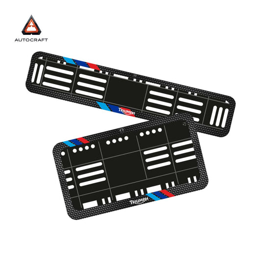 Bike Number Plate Gel Frame - Triumph - Red & Blue Racing Stripes (Front and Back Set)