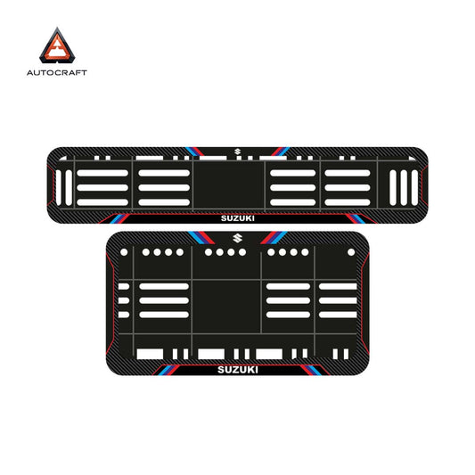 Bike Number Plate Gel Frame - Suzuki - Red & Blue Lines (Front and Back Set)