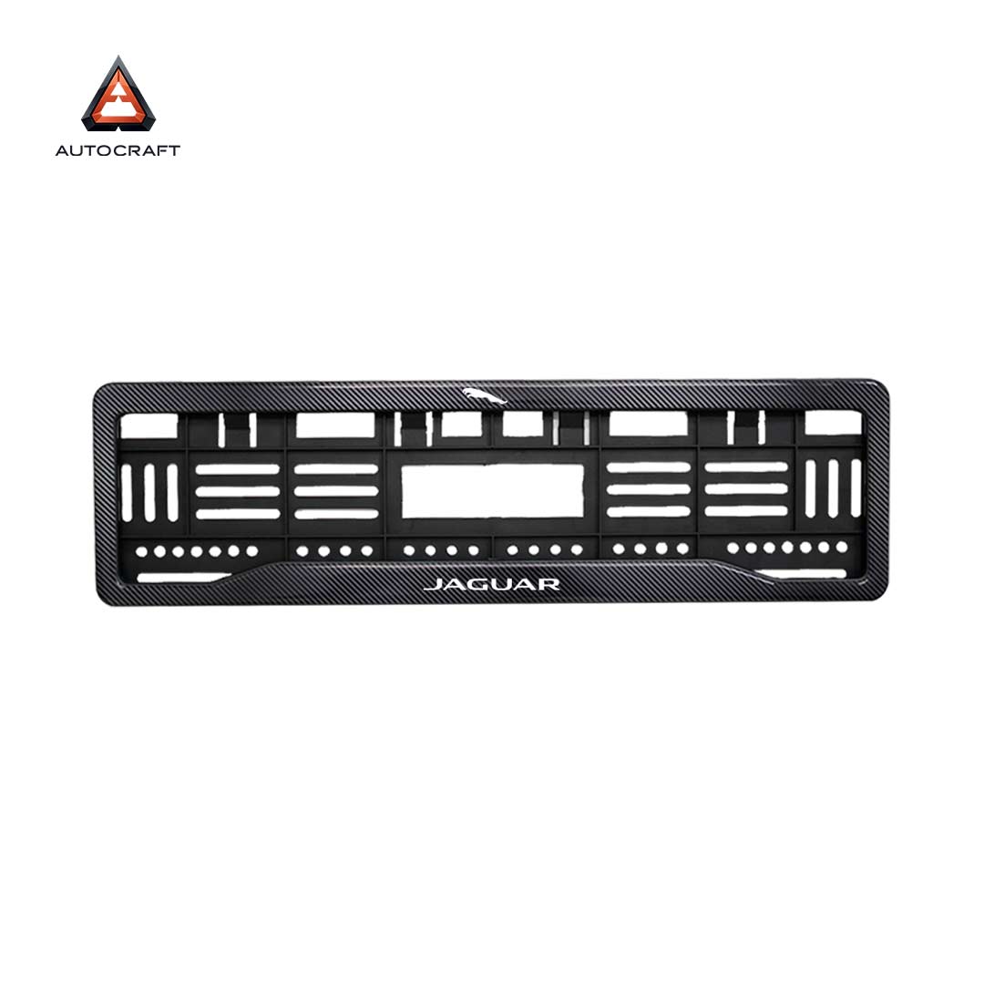 Car Number Plate Gel Frame - Jaguar Logo - Black Plain
