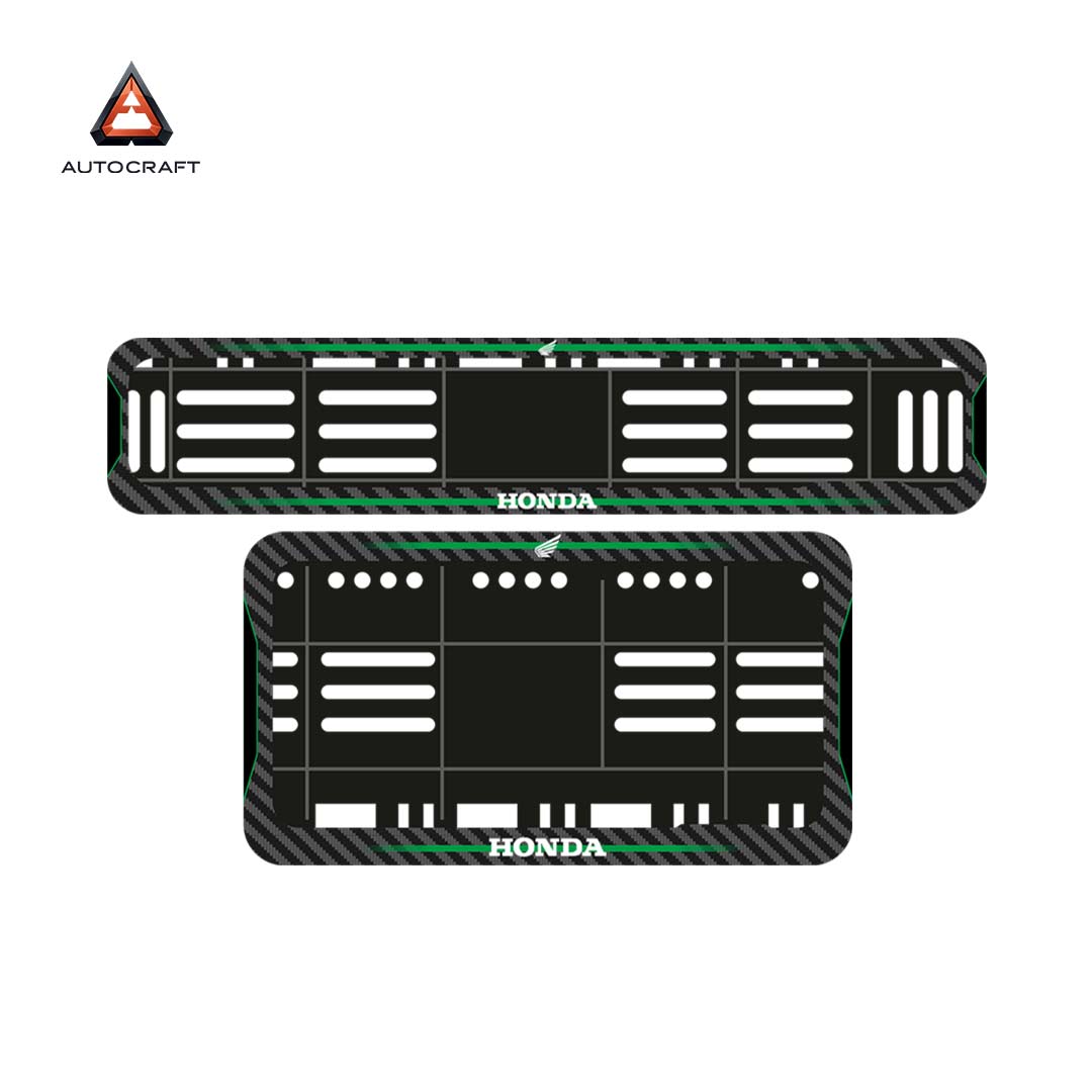 Bike Number Plate Gel Frame - Honda - Green Line (Front and Back Set)