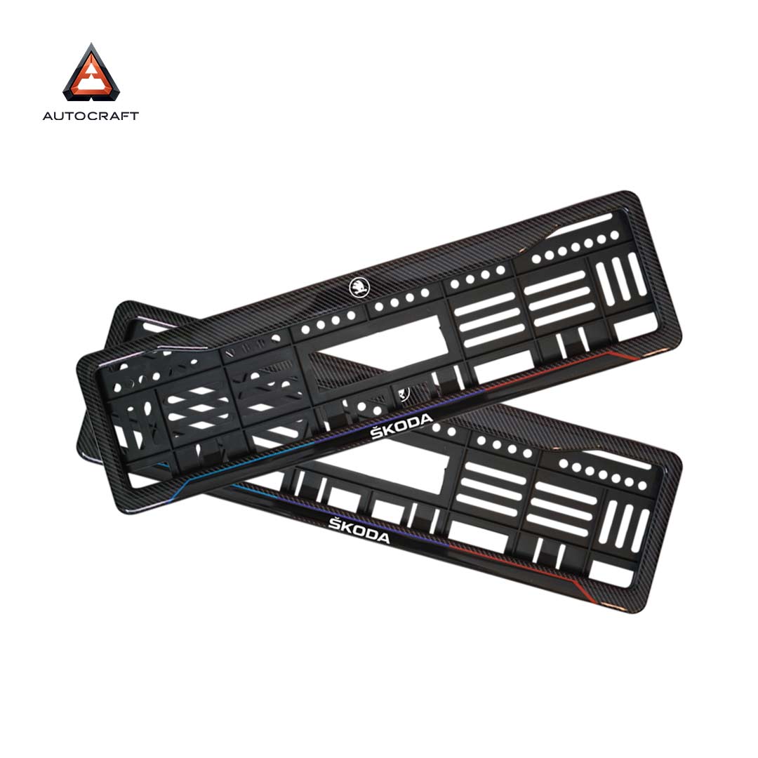 Car Number Plate Gel Frame - Skoda - Blue and Red Line