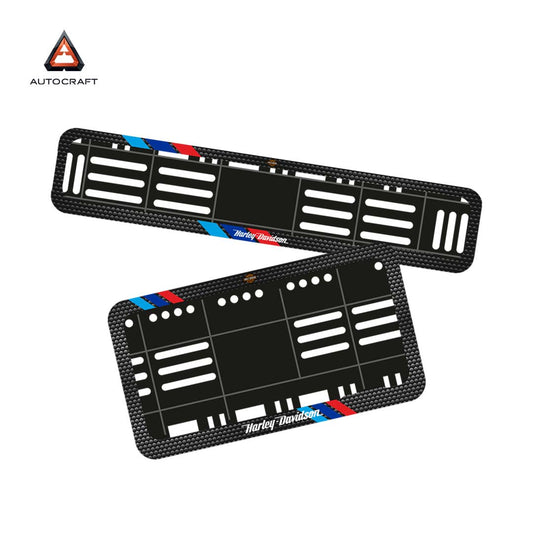 Bike Number Plate Gel Frame - Harley Davidson - Red & Blue Racing Stripes (Front and Back Set)