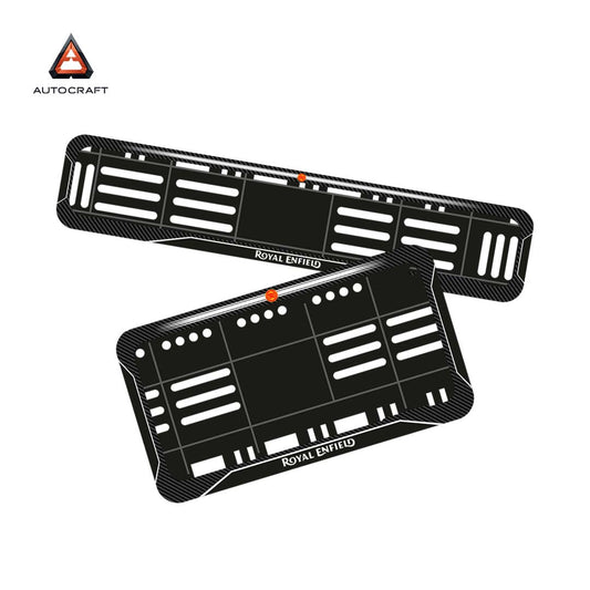 Bike Number Plate Gel Frame - Royal Enfield - Black with White Lines