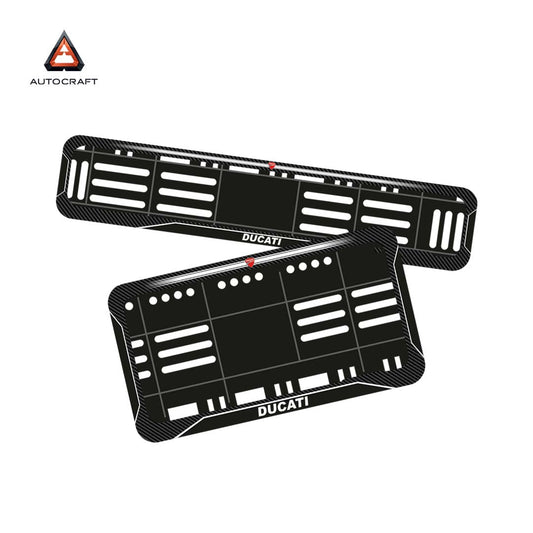 Bike Number Plate Gel Frame - Ducati - Black with White Lines (Front and Back Set)
