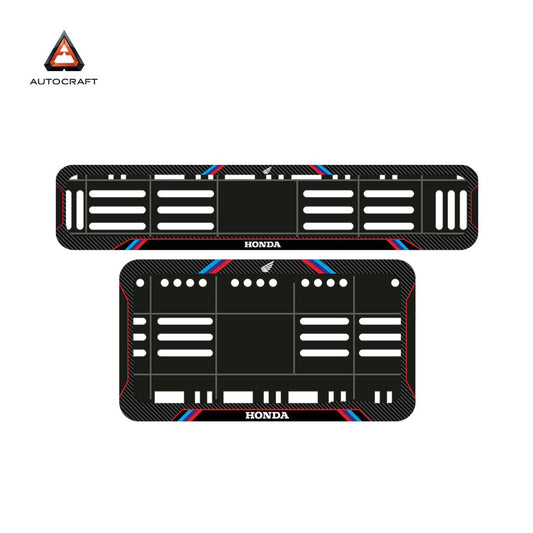 Bike Number Plate Gel Frame - Honda - Red & Blue Lines (Front and Back Set)