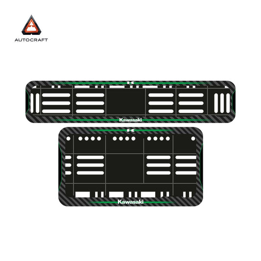 Bike Number Plate Gel Frame - Kawasaki - Green Line (Front and Back Set)