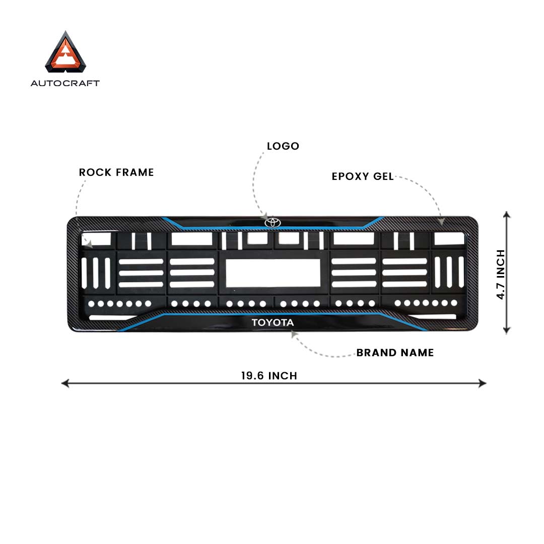 Car Number Plate Gel Frame - Toyota - Blue Line