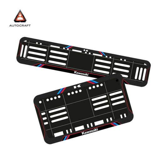 Bike Number Plate Gel Frame - Kawasaki - Red & Blue Lines (Front and Back Set)