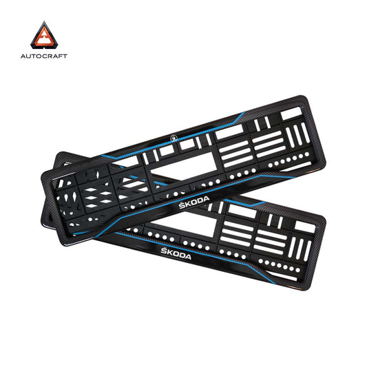 Car Number Plate Gel Frame - Skoda - Blue Line