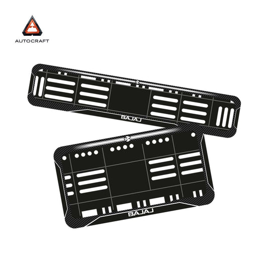 Bike Number Plate Gel Frame - Bajaj - Black with White Lines