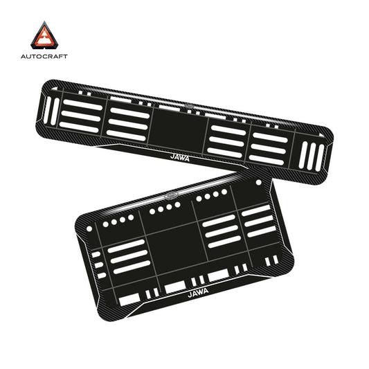 Bike Number Plate Gel Frame - Jawa - Black with White Lines (Front and Back Set)