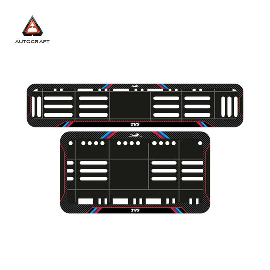 Bike Number Plate Gel Frame - TVS - Red & Blue Lines (Front and Back Set)