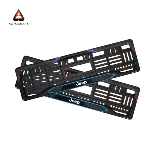Car Number Plate Gel Frame - Jeep - Red and Blue Line