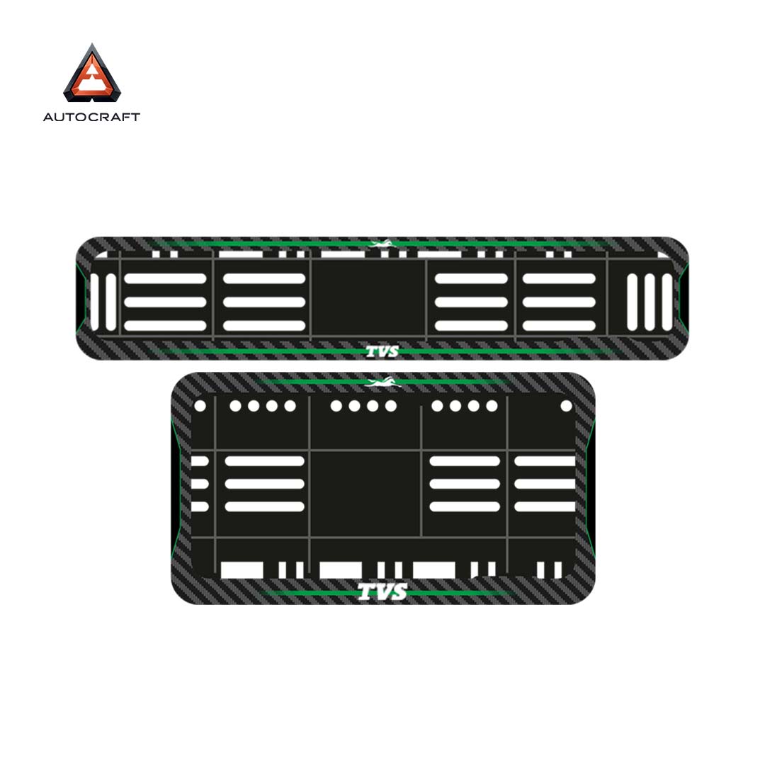 Bike Number Plate Gel Frame - TVS - Green Line (Front and Back Set)