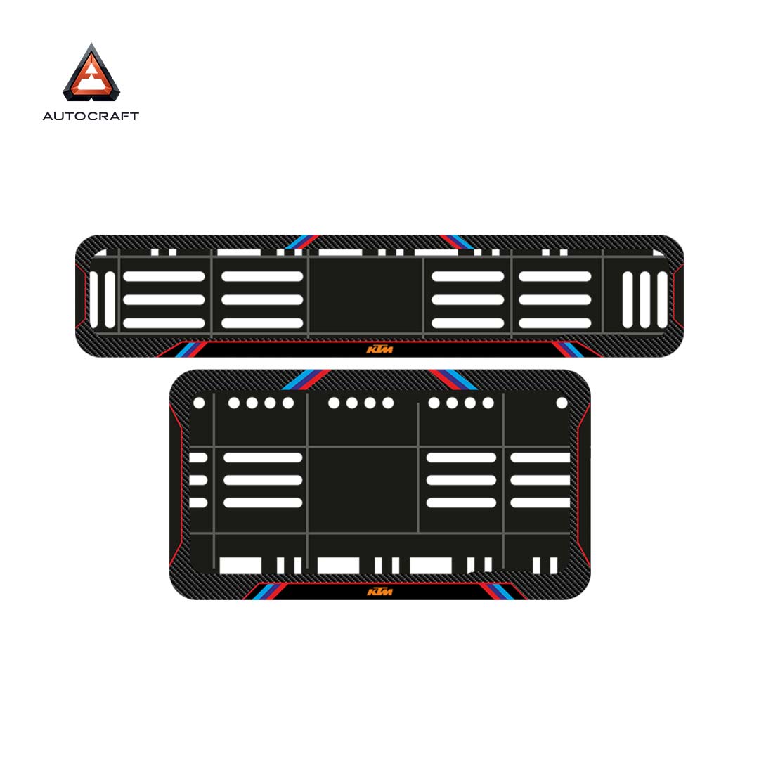 Bike Number Plate Gel Frame - KTM - Red & Blue Lines (Front and Back Set)