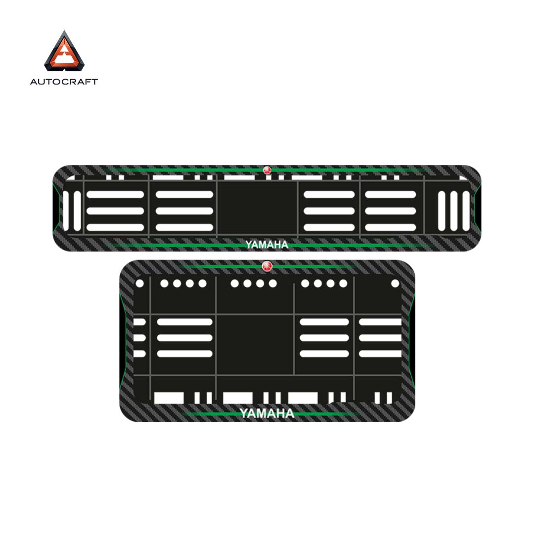 Bike Number Plate Gel Frame - Yamaha - Green Line (Front and Back Set)