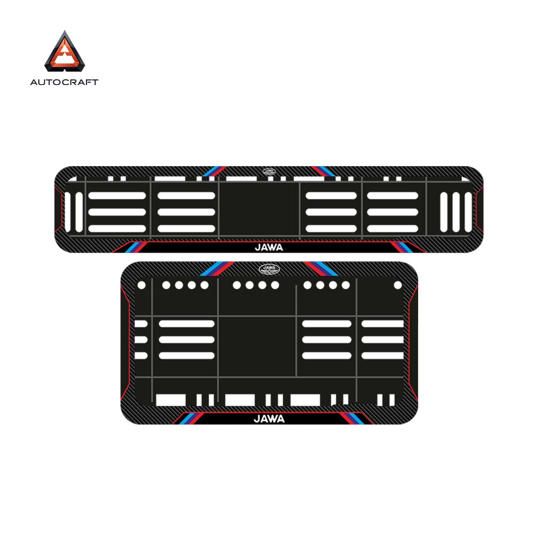 Bike Number Plate Gel Frame - Jawa - Red & Blue Lines (Front and Back Set)