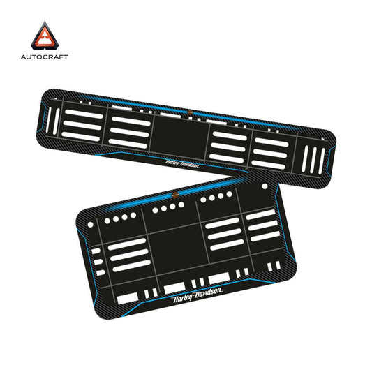 Bike Number Plate Gel Frame - Harley Davidson - Blue Line (Front and Back Set)