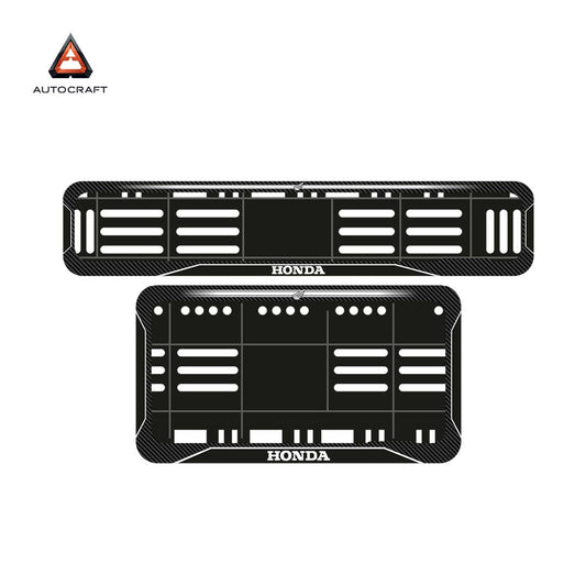 Bike Number Plate Gel Frame - Honda - Black with White Lines (Front and Back Set)