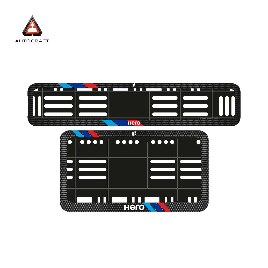 Bike Number Plate Gel Frame - Hero - Red & Blue Racing Stripes (Front and Back Set)