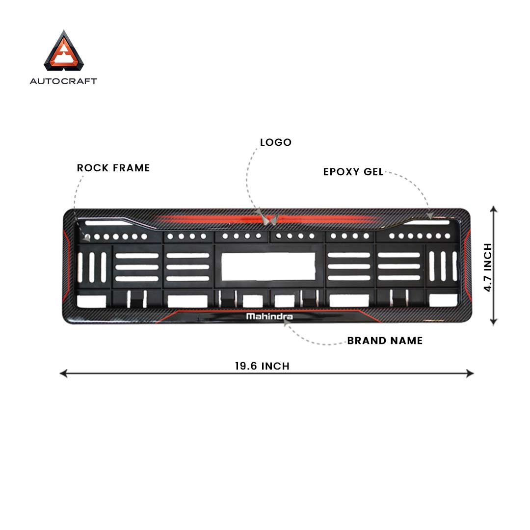 Car Number Plate Gel Frame - Mahindra - Red Dash
