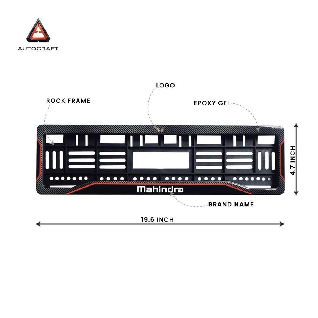 Car Number Plate Gel Frame - Mahindra - Red Line