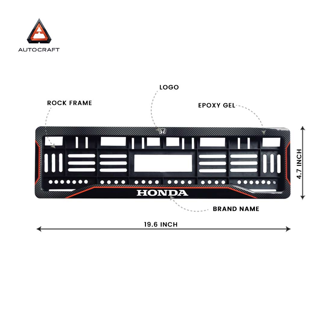 Car Number Plate Gel Frame - Honda - Red Line