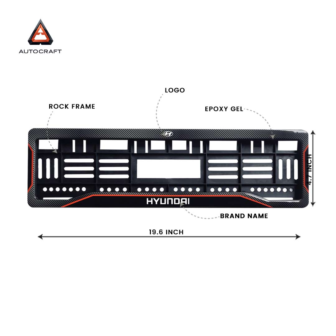 Car Number Plate Gel Frame - Hyundai - Red Line