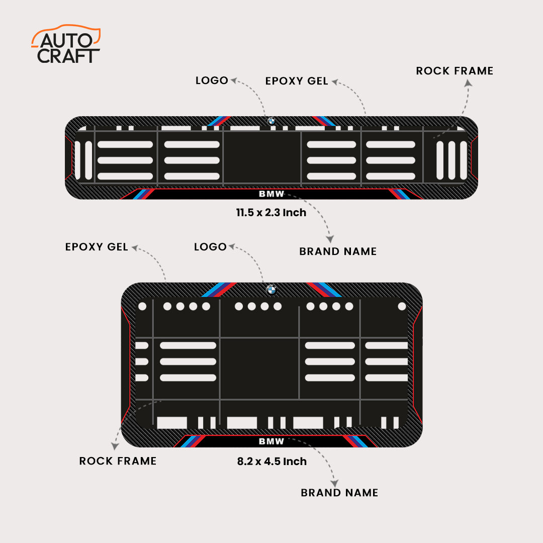 Bike Number Plate Gel Frame - BMW - Red & Blue Lines - Image 2