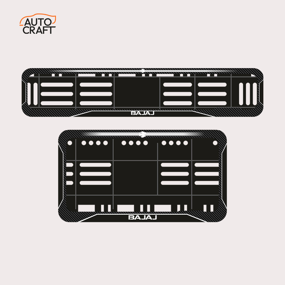 Bike Number Plate Gel Frame - Bajaj - Black with White Lines - Image 1