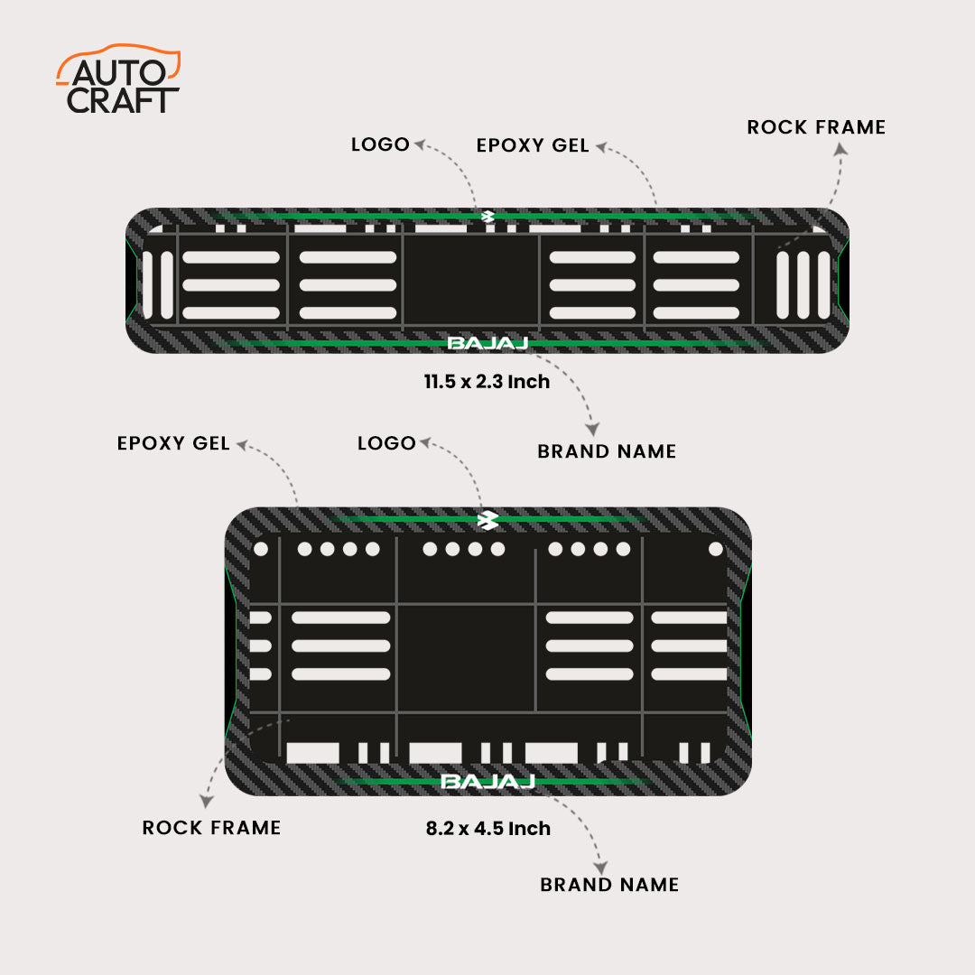 Bike Number Plate Gel Frame - Bajaj - Green Line - Image 2