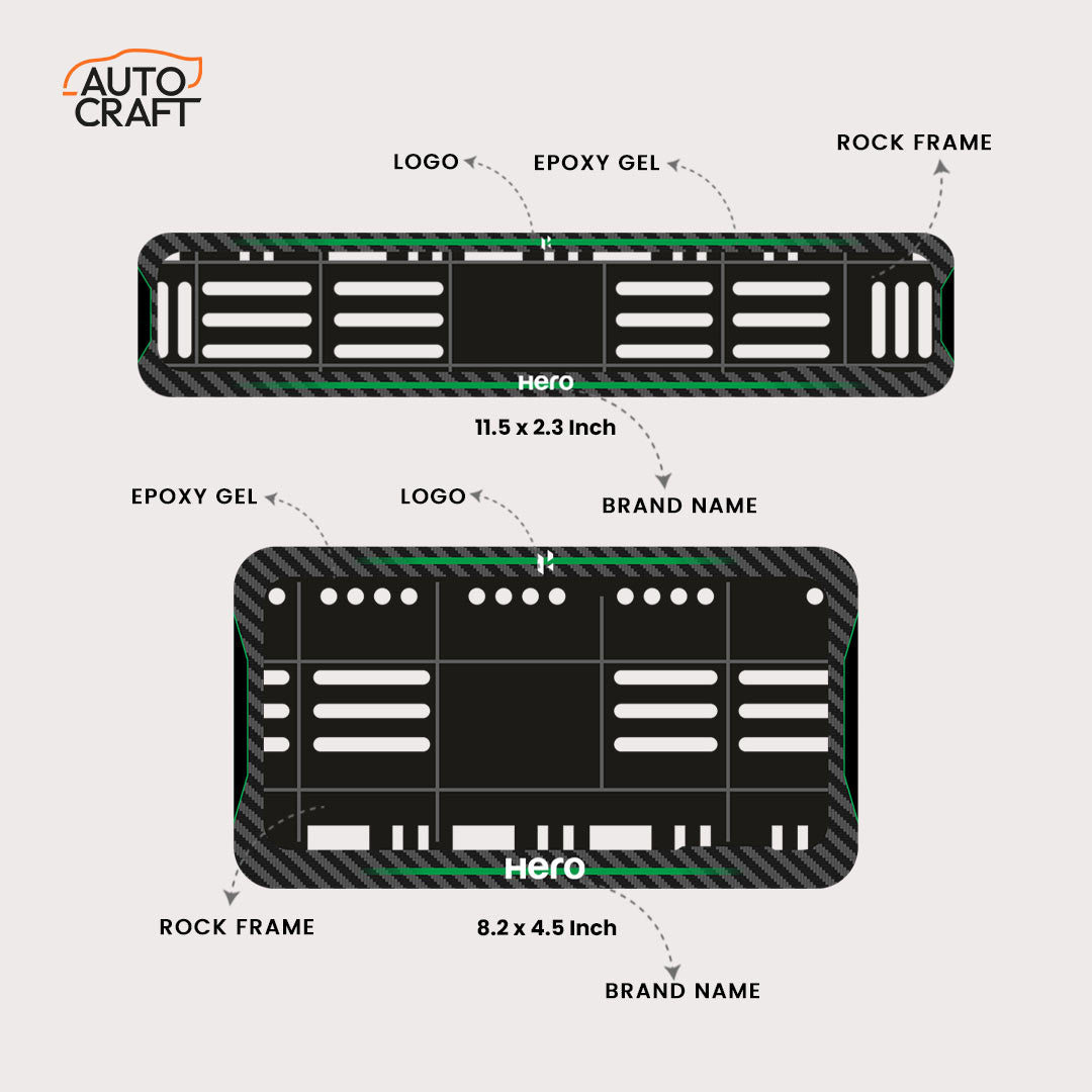Bike Number Plate Gel Frame - Hero - Green Line - Image 2