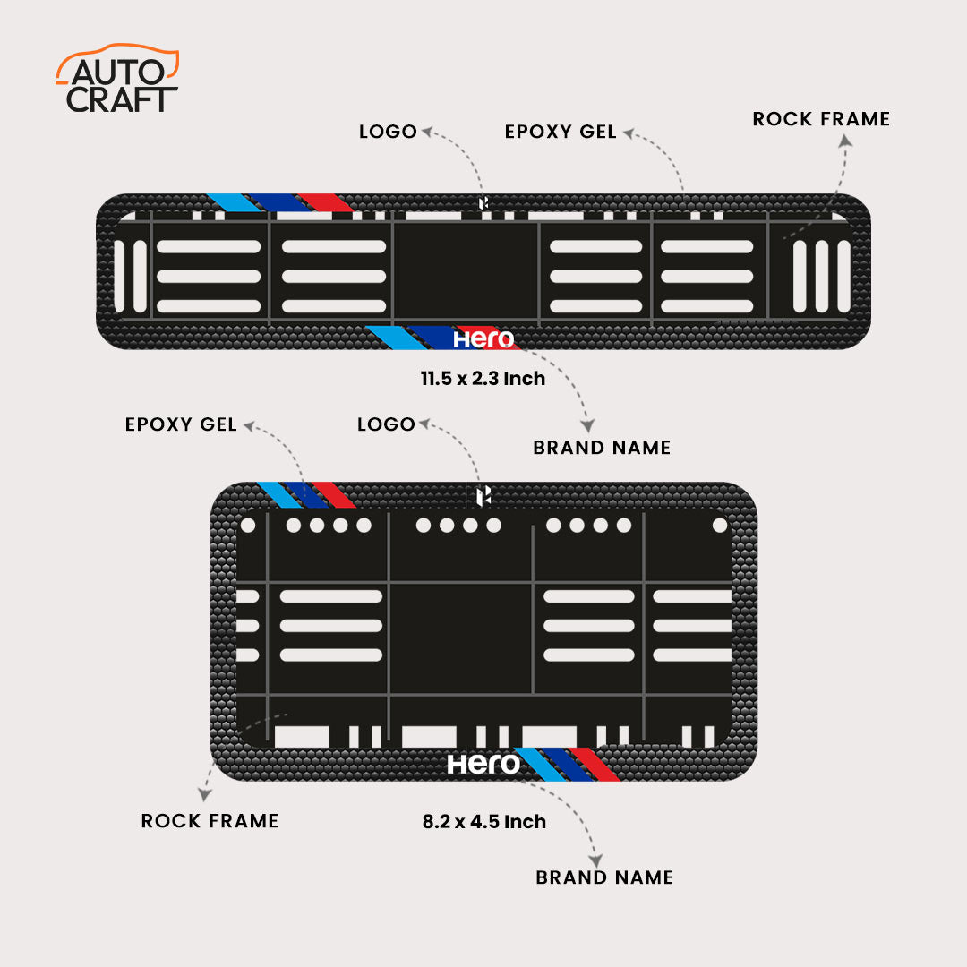 Bike Number Plate Gel Frame - Hero - Red & Blue Racing Stripes - Image 2