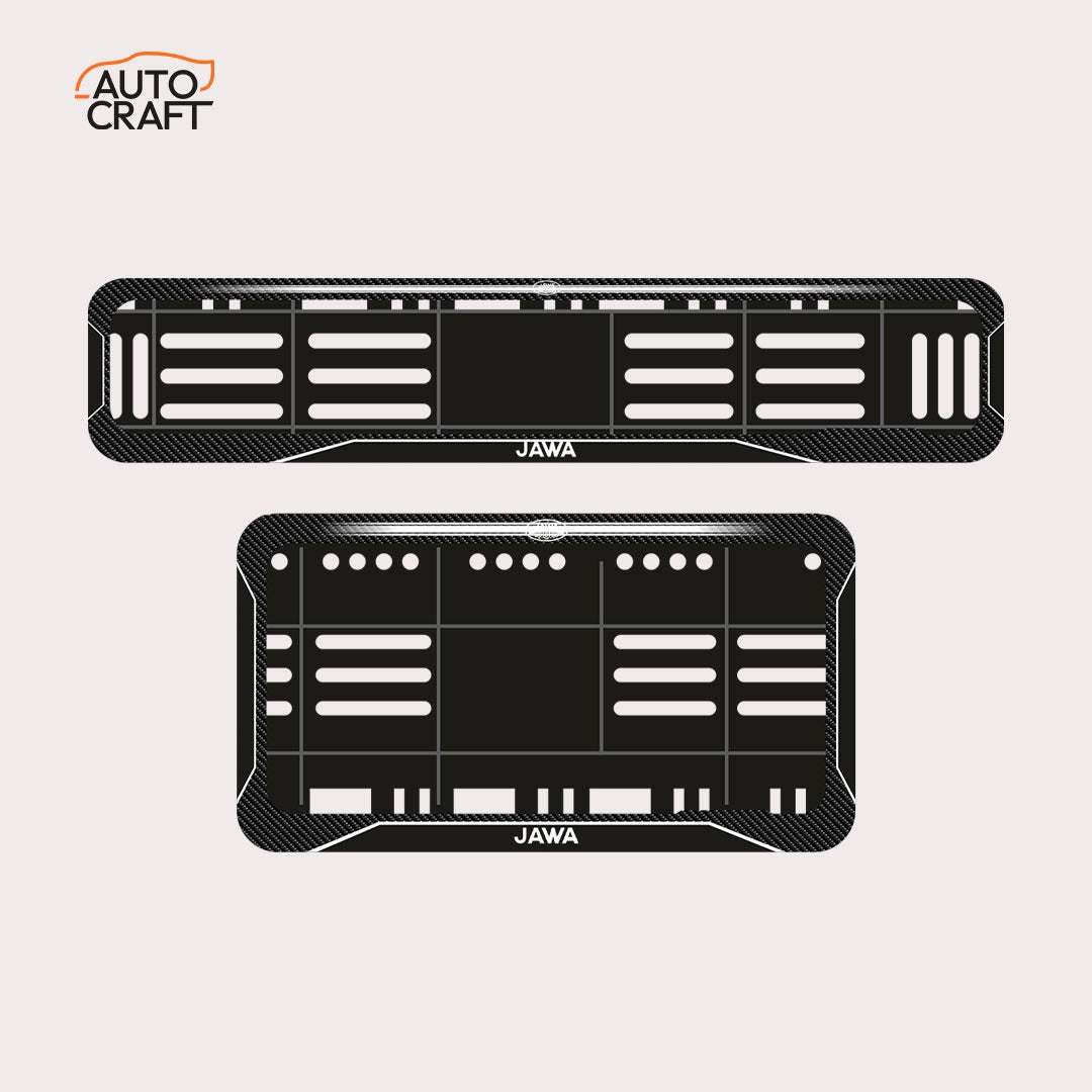 Bike Number Plate Gel Frame - Jawa - Black with White Lines - Image 1