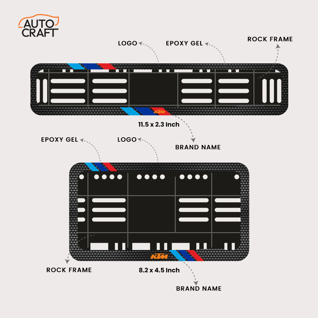 Bike Number Plate Gel Frame - KTM - Red & Blue Racing Stripes - Image 2