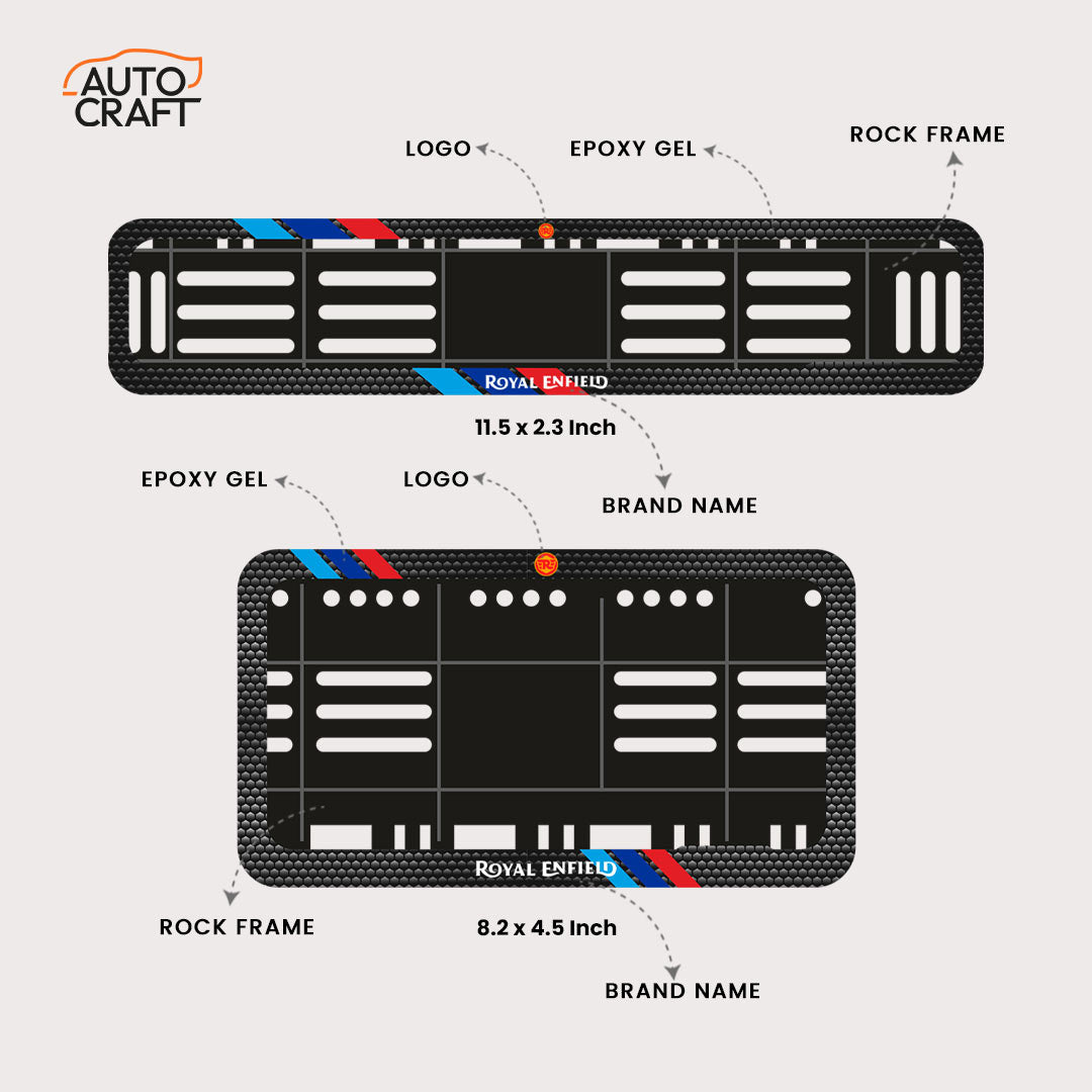 Bike Number Plate Gel Frame - Royal Enfield - Red & Blue Racing Stripes - Image 2