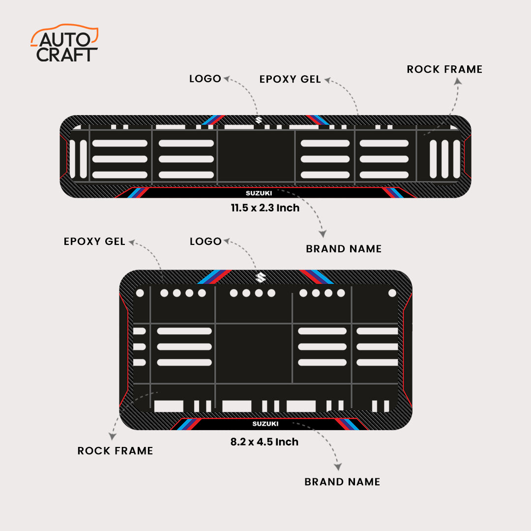 Bike Number Plate Gel Frame - Suzuki - Red & Blue Lines - Image 2